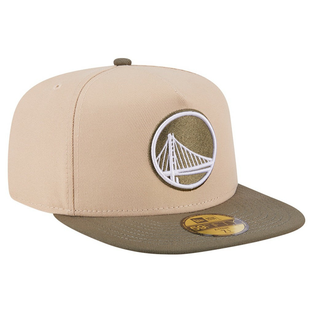 New Era Golden State Warriors Color Pack Two-Tone 59FIFTY A-Frame Fitted Hat Tan