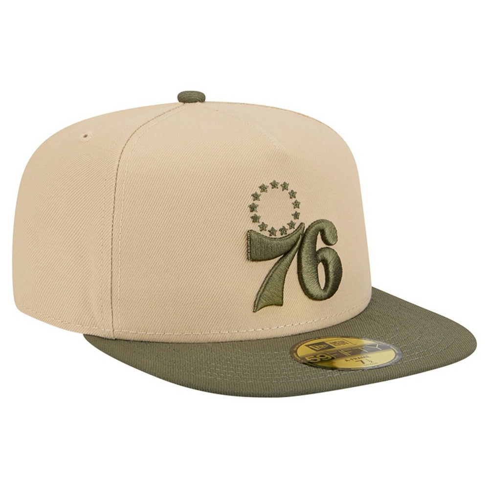 New Era Philadelphia 76ers Color Pack Two-Tone 59FIFTY A-Frame Fitted Hat Tan