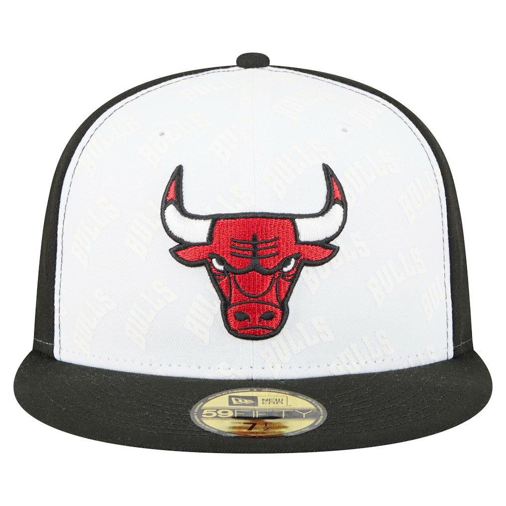 New Era Chicago Bulls Repeat 59Fifty Fitted Hat White/Black