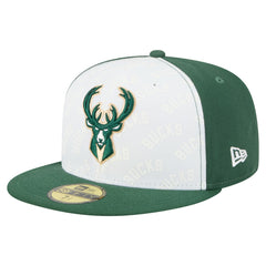 New Era Milwaukee Bucks Repeat 59Fifty Fitted Hat White/Hunter Green