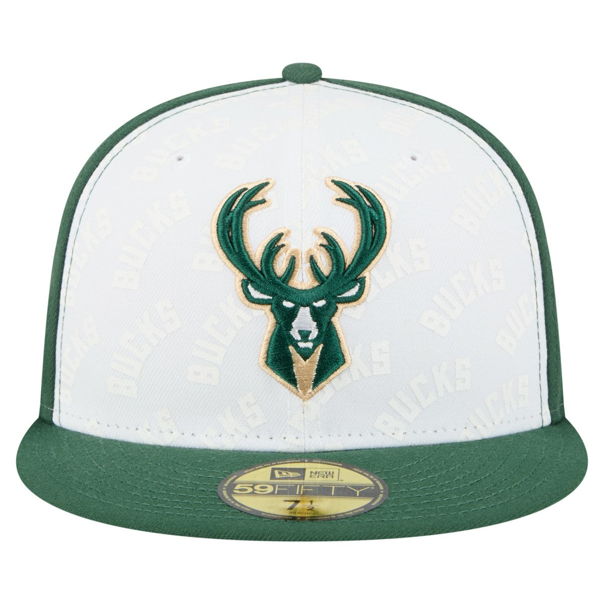 New Era Milwaukee Bucks Repeat 59Fifty Fitted Hat White/Hunter Green