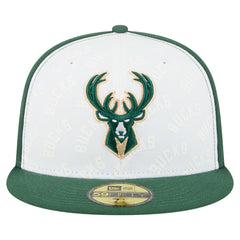 New Era Milwaukee Bucks Repeat 59Fifty Fitted Hat White/Hunter Green