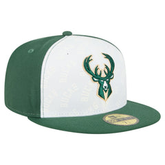 New Era Milwaukee Bucks Repeat 59Fifty Fitted Hat White/Hunter Green