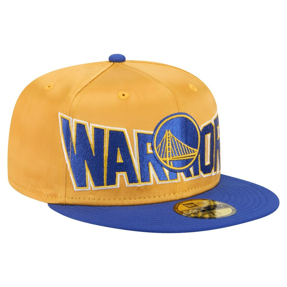 New Era Golden State Warriors Satin Two-Tone 59FIFTY Fitted Hat Gold/Royal