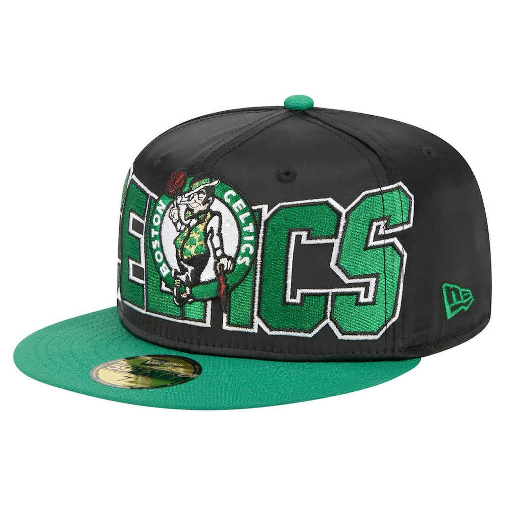 New Era Boston Celtics Satin Two-Tone 59FIFTY Fitted Hat Black/Kelly Green