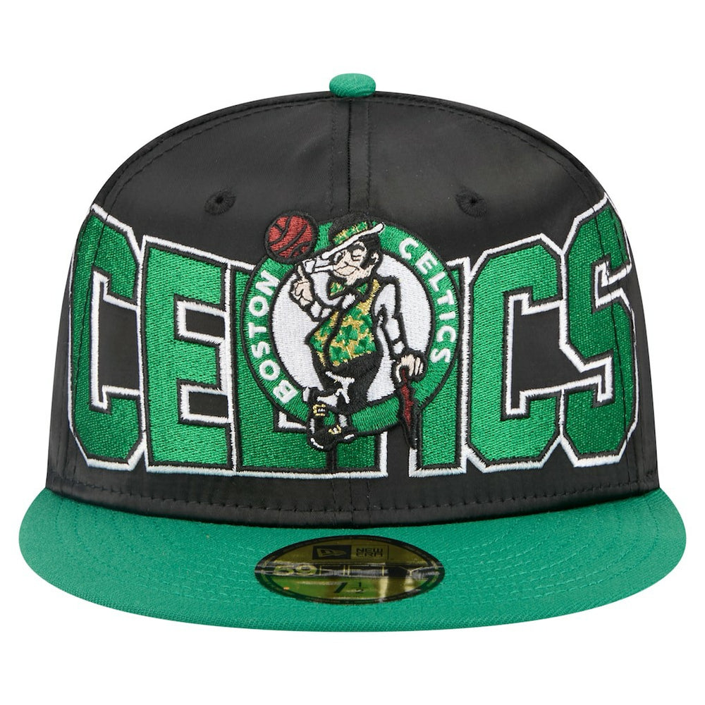 New Era Boston Celtics Satin Two-Tone 59FIFTY Fitted Hat Black/Kelly Green