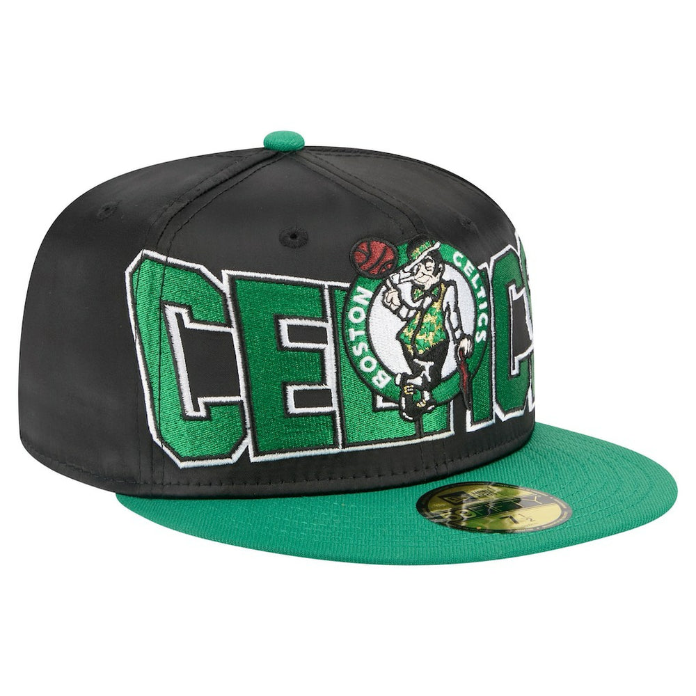 New Era Boston Celtics Satin Two-Tone 59FIFTY Fitted Hat Black/Kelly Green