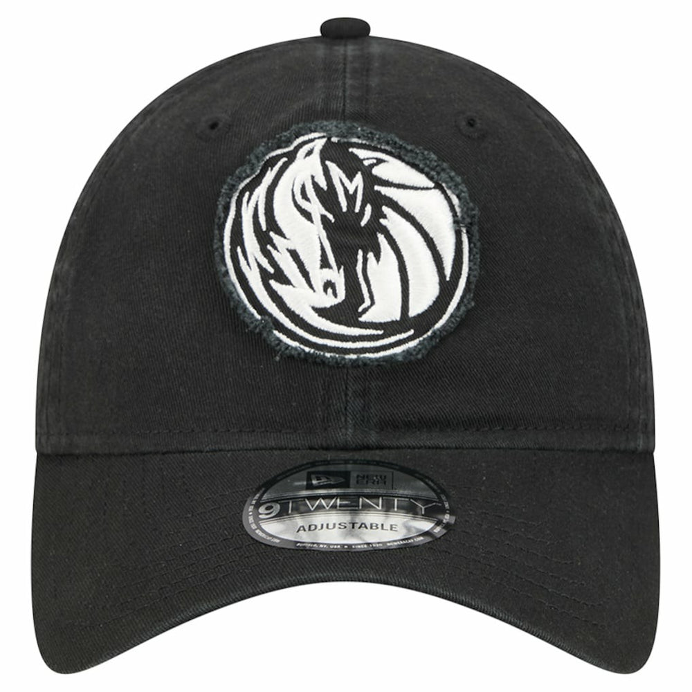 New Era Dallas Mavericks Stamp Fabric Applique 9TWENTY Adjustable Hat Black