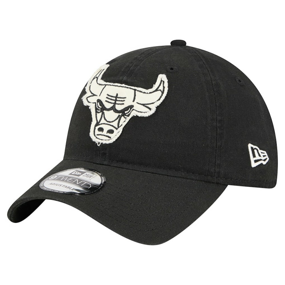 New Era Chicago Bulls Stamp Fabric Applique 9TWENTY Adjustable Hat Black