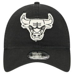 New Era Chicago Bulls Stamp Fabric Applique 9TWENTY Adjustable Hat Black
