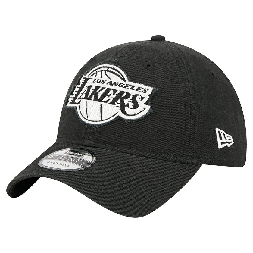 New Era Los Angeles Lakers Stamp Fabric Applique 9TWENTY Adjustable Hat Black
