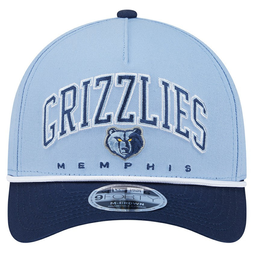 New Era Memphis Grizzlies Bold Arch COOLERA 9FORTY A-Frame M-Crown Adjustable Hat Light Blue