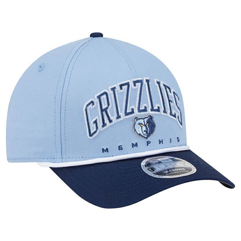 New Era Memphis Grizzlies Bold Arch COOLERA 9FORTY A-Frame M-Crown Adjustable Hat Light Blue