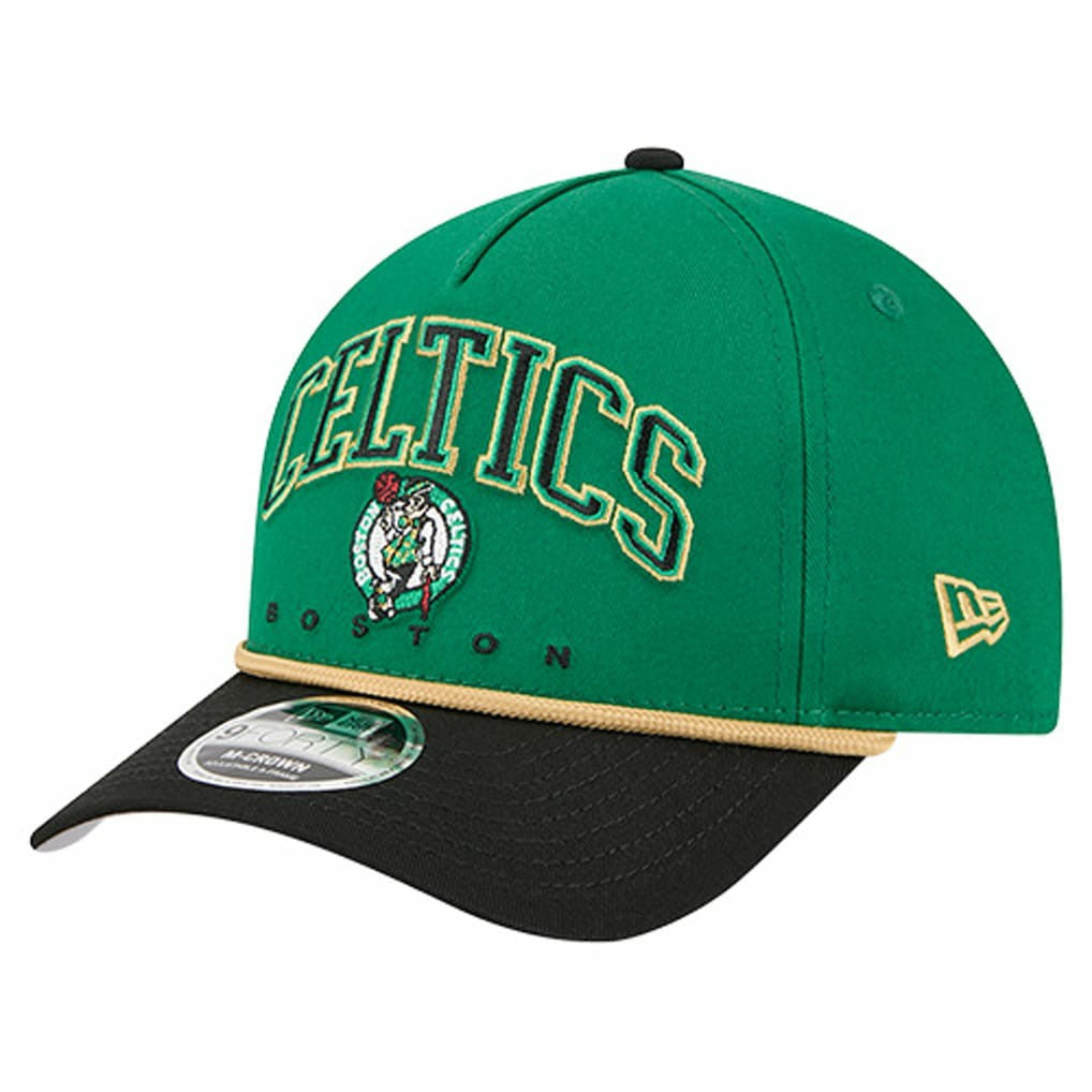 New Era Boston Celtics Bold Arch COOLERA 9FORTY A-Frame M-Crown Adjustable Hat Kelly Green