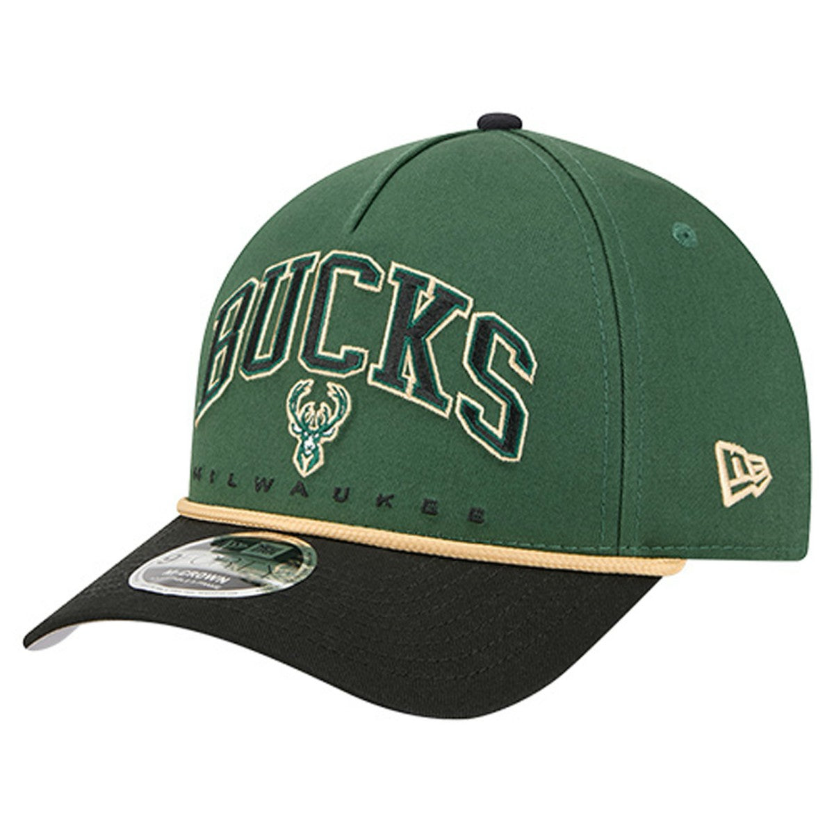 New Era Milwaukee Bucks Bold Arch COOLERA 9FORTY A-Frame M-Crown Adjustable Hat Hunter Green