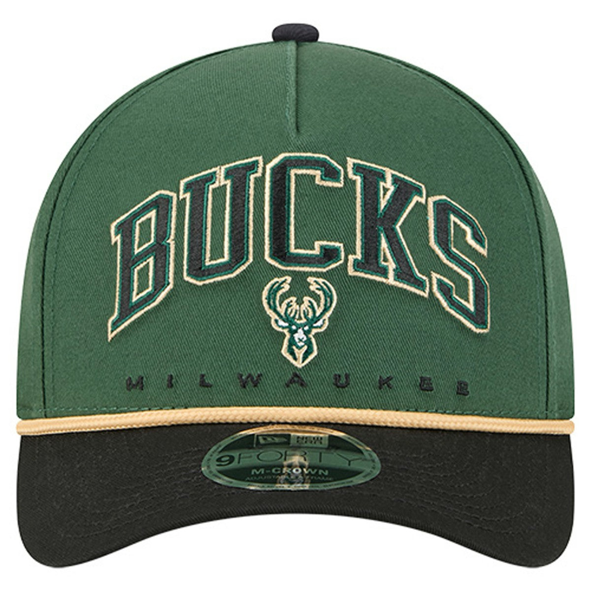 New Era Milwaukee Bucks Bold Arch COOLERA 9FORTY A-Frame M-Crown Adjustable Hat Hunter Green