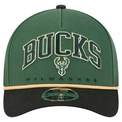 New Era Milwaukee Bucks Bold Arch COOLERA 9FORTY A-Frame M-Crown Adjustable Hat Hunter Green