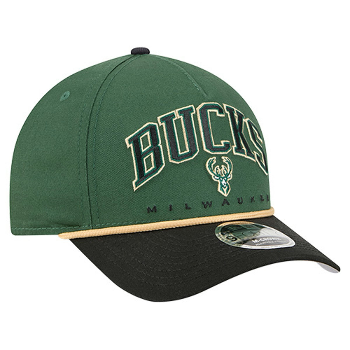 New Era Milwaukee Bucks Bold Arch COOLERA 9FORTY A-Frame M-Crown Adjustable Hat Hunter Green