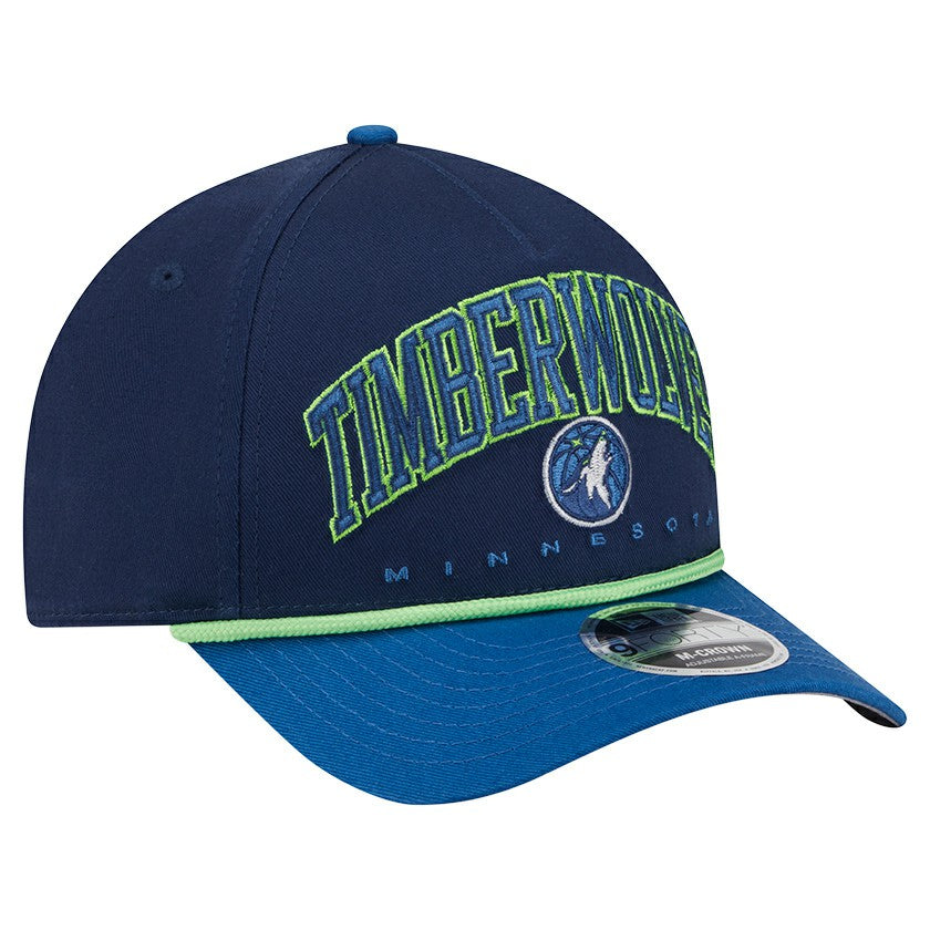 New Era Minnesota Timberwolves Bold Arch COOLERA 9FORTY A-Frame M-Crown Adjustable Hat Navy