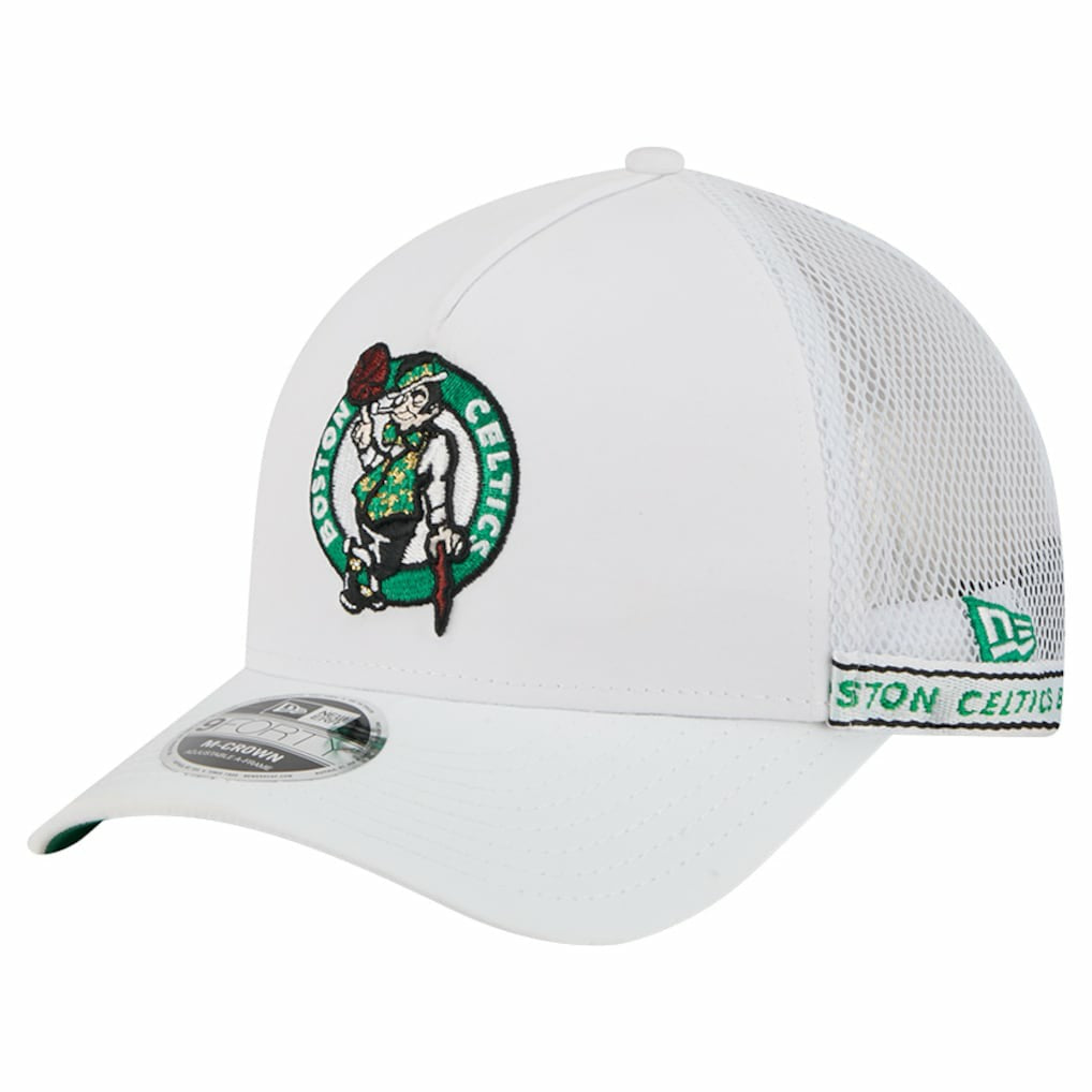 New Era Boston Celtics Featherweight Team Tape 9FORTY M-Crown A-Frame Adjustable Hat White