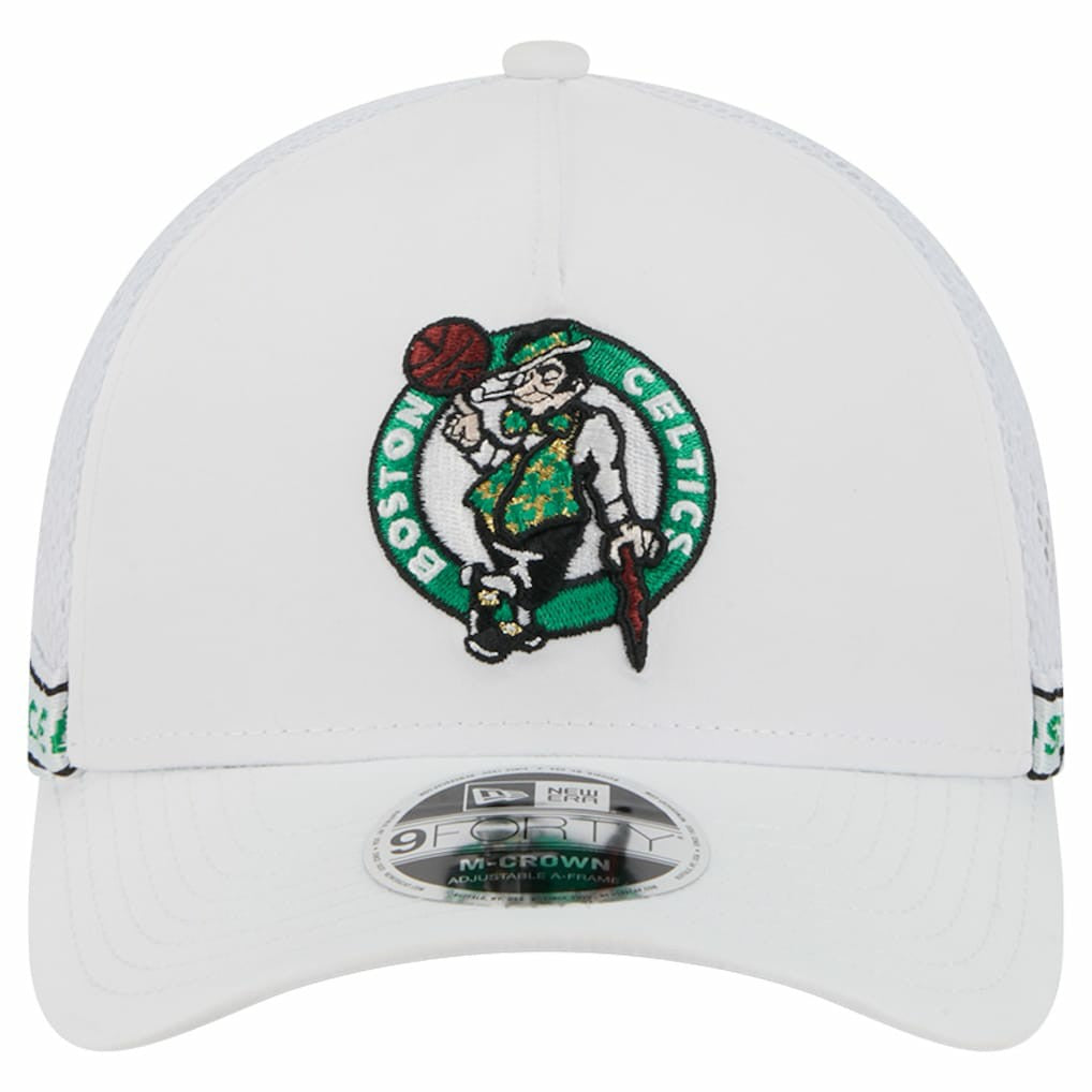 New Era Boston Celtics Featherweight Team Tape 9FORTY M-Crown A-Frame Adjustable Hat White