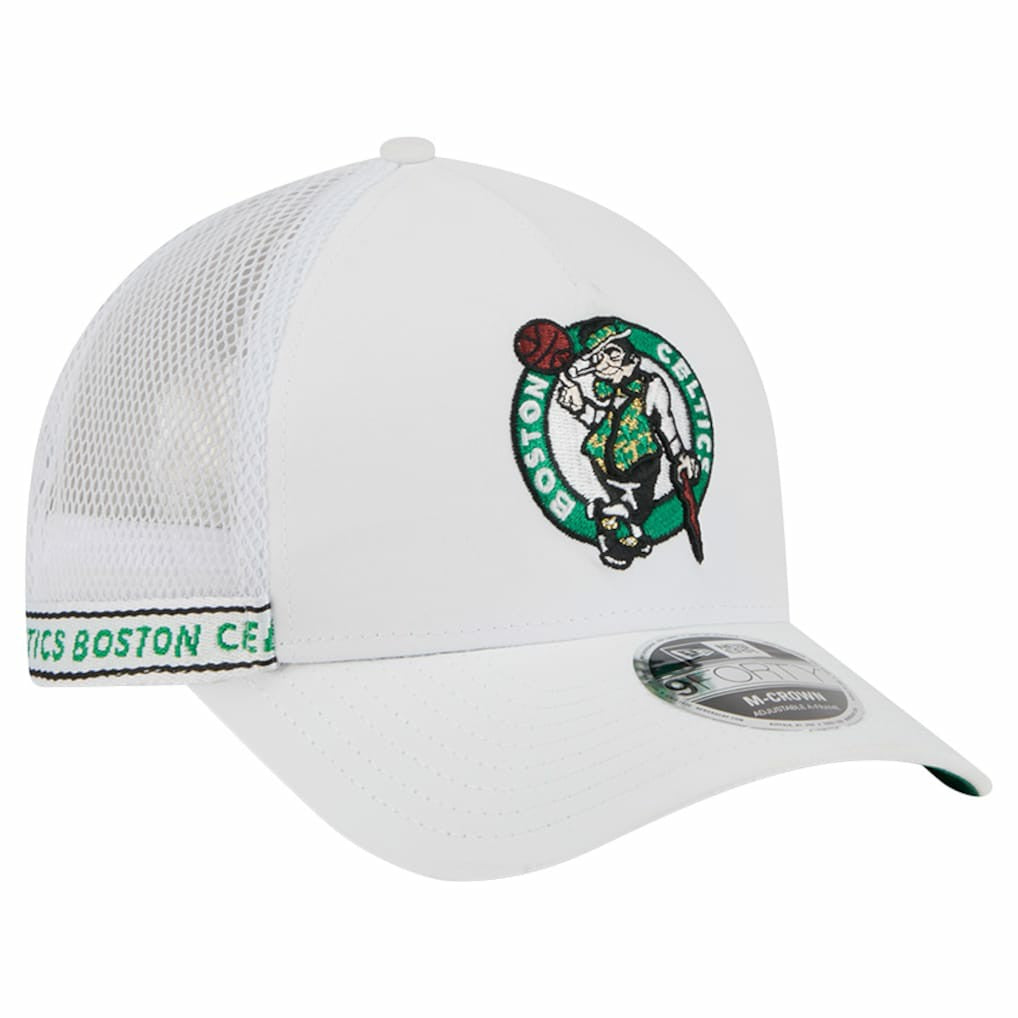 New Era Boston Celtics Featherweight Team Tape 9FORTY M-Crown A-Frame Adjustable Hat White