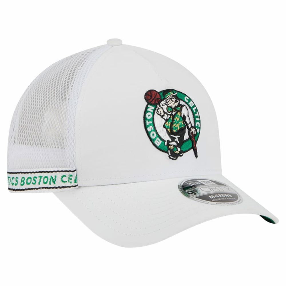 New Era Boston Celtics Featherweight Team Tape 9FORTY M-Crown A-Frame Adjustable Hat White