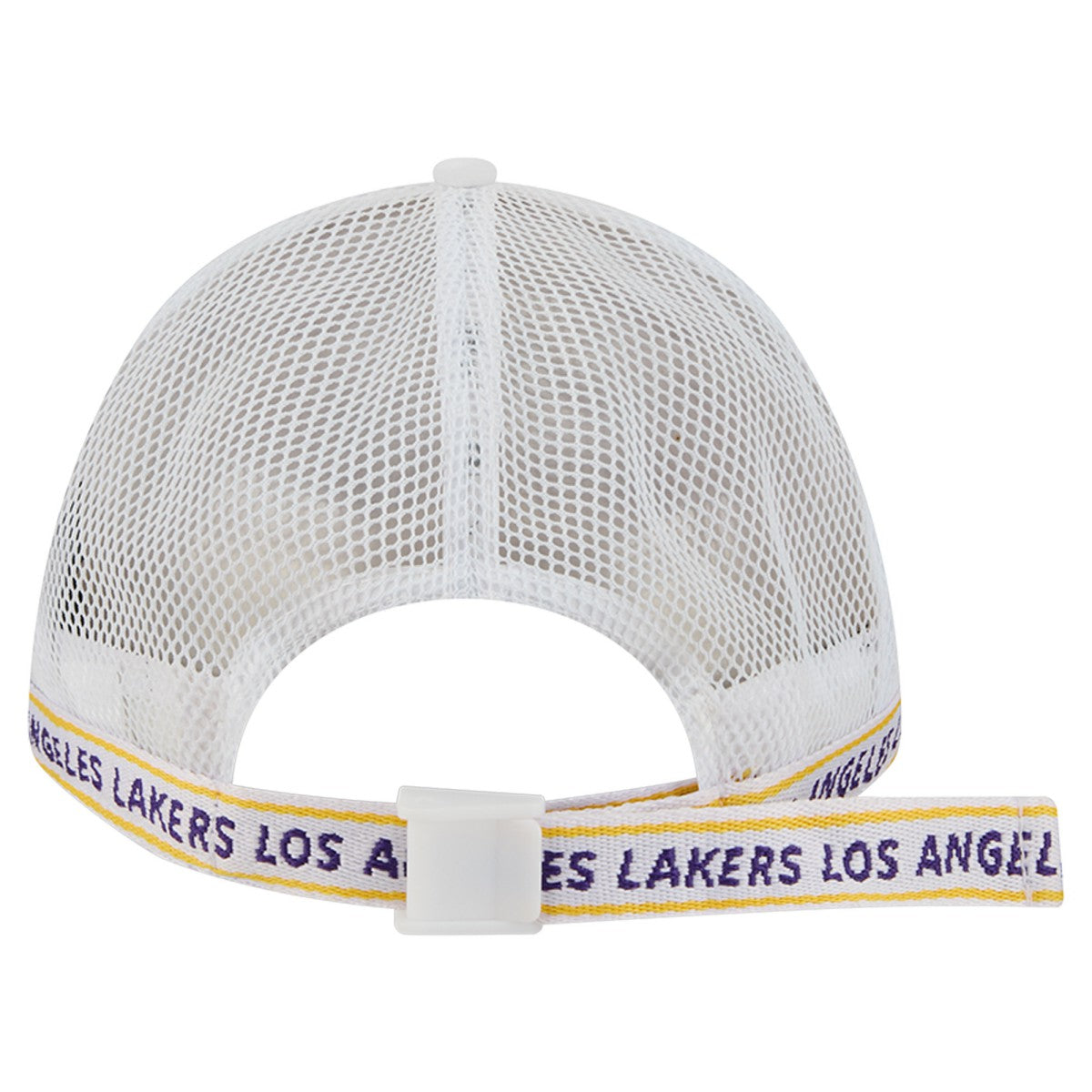 New Era Los Angeles Lakers Featherweight Team Tape 9FORTY M-Crown A-Frame Adjustable Hat White