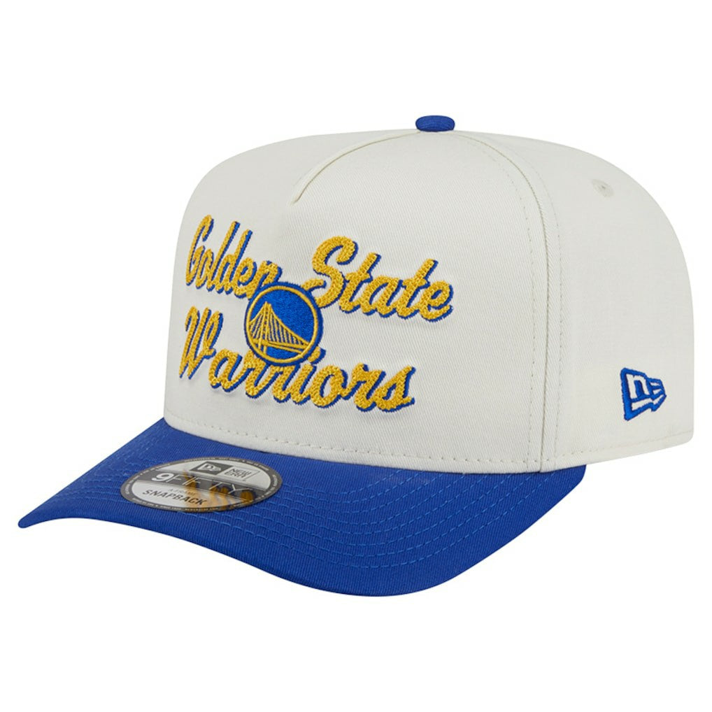 New Era Golden State Warriors Chainstitch 9FIFTY A-Frame Snapback Hat Cream/Royal
