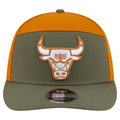 New Era Chicago Bulls Two-Tone Color Pack Split Panel 9FIFTY Adjustable Hat Olive/Burnt Orange