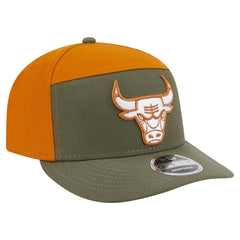 New Era Chicago Bulls Two-Tone Color Pack Split Panel 9FIFTY Adjustable Hat Olive/Burnt Orange