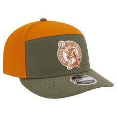 New Era Boston Celtics Two-Tone Color Pack Split Panel 9FIFTY Adjustable Hat Olive/Burnt Orange