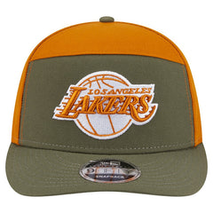New Era Los Angeles Lakers Two-Tone Color Pack Split Panel 9FIFTY Adjustable Hat Olive/Burnt Orange