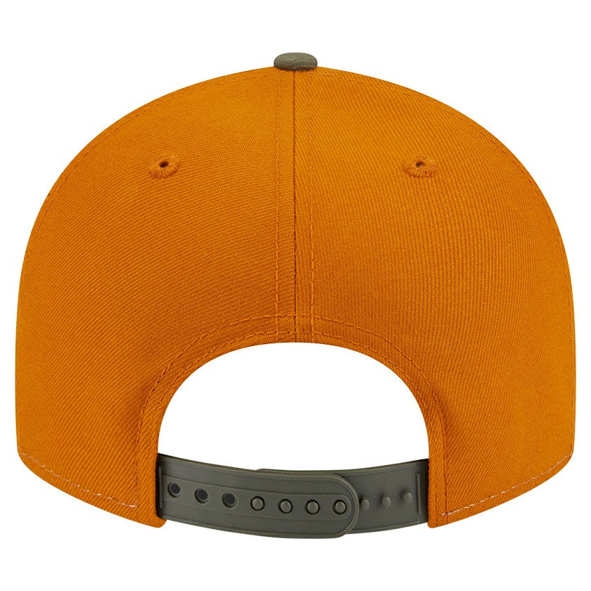 New Era Los Angeles Lakers Two-Tone Color Pack Split Panel 9FIFTY Adjustable Hat Olive/Burnt Orange