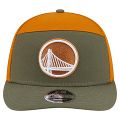 New Era Golden State Warriors Two-Tone Color Pack Split Panel 9FIFTY Adjustable Hat Olive/Burnt Orange