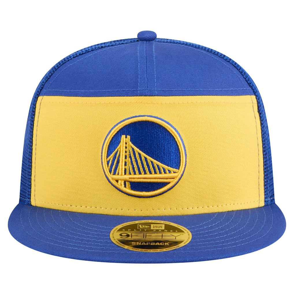 New Era Golden State Warriors Outdoor Split Panel 9FIFTY Snapback Hat Gold/Royal