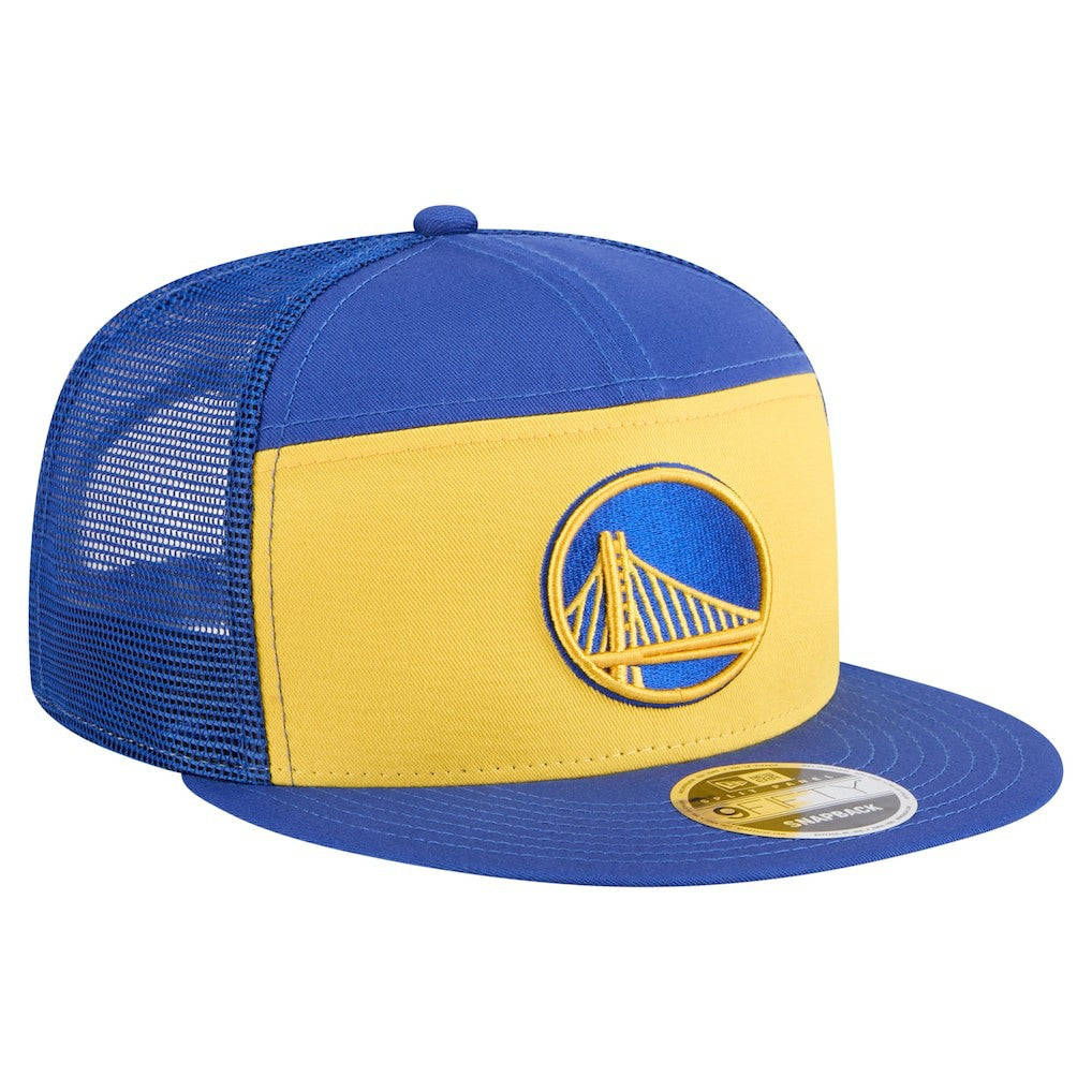 New Era Golden State Warriors Outdoor Split Panel 9FIFTY Snapback Hat Gold/Royal