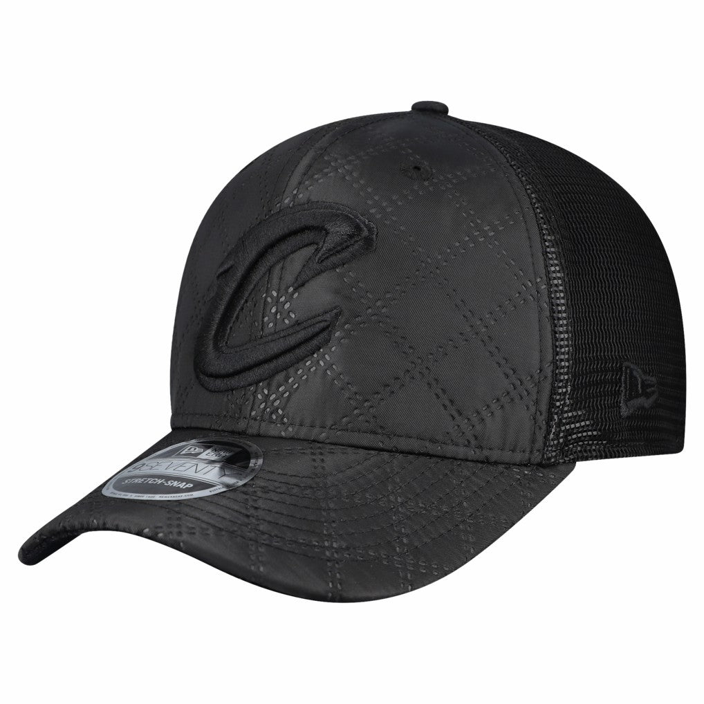 New Era Cleveland Cavaliers Quilted 9SEVENTY Trucker Adjustable Hat Black