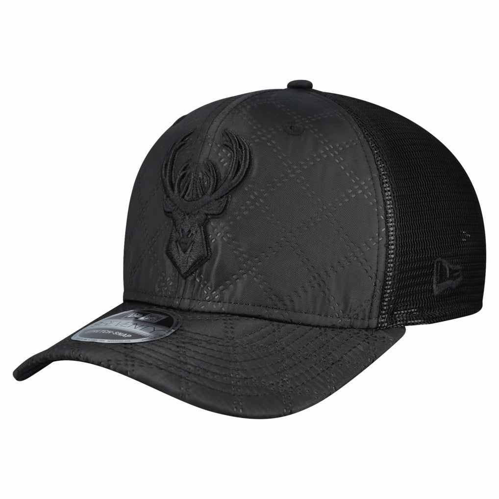 New Era Milwaukee Bucks Quilted 9SEVENTY Trucker Adjustable Hat Black