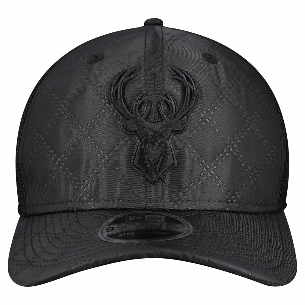 New Era Milwaukee Bucks Quilted 9SEVENTY Trucker Adjustable Hat Black