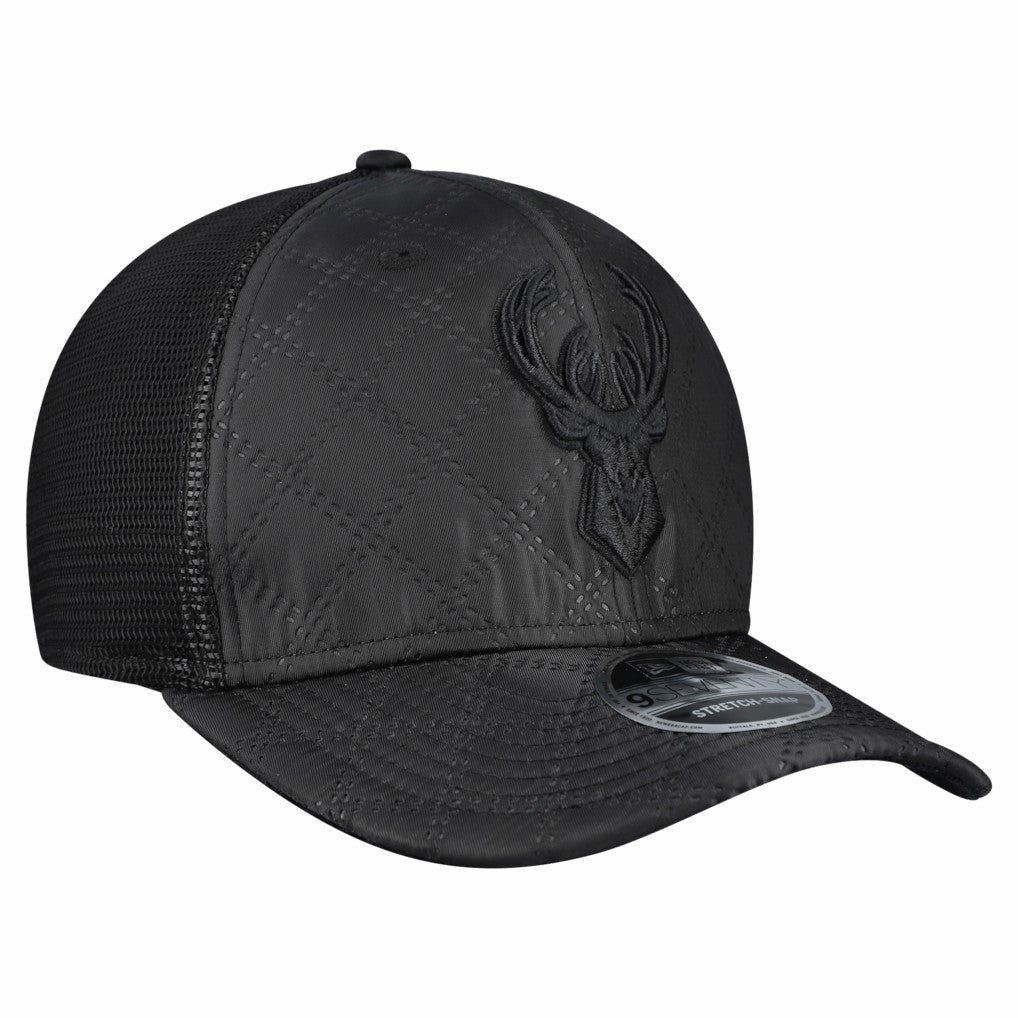 New Era Milwaukee Bucks Quilted 9SEVENTY Trucker Adjustable Hat Black