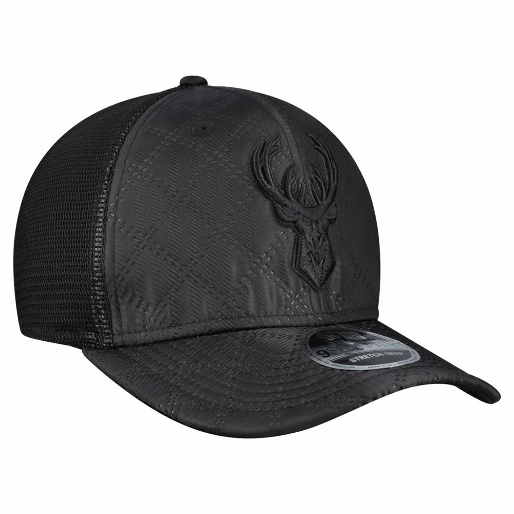 New Era Milwaukee Bucks Quilted 9SEVENTY Trucker Adjustable Hat Black