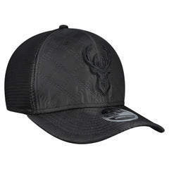 New Era Milwaukee Bucks Quilted 9SEVENTY Trucker Adjustable Hat Black