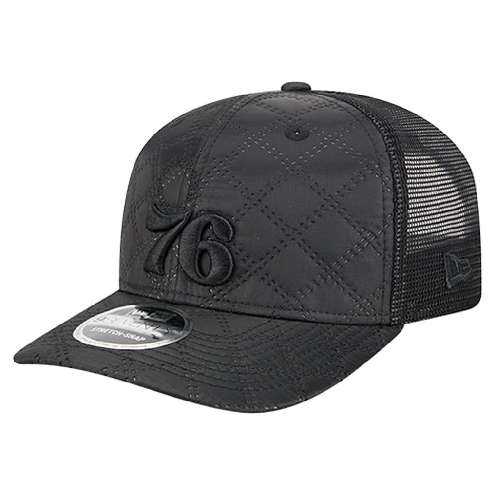 New Era Philadelphia 76ers Quilted 9SEVENTY Trucker Adjustable Hat Black