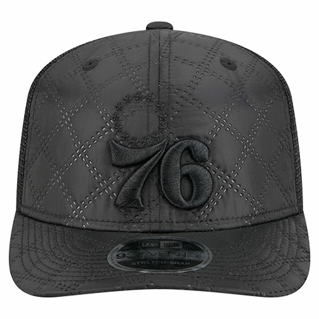 New Era Philadelphia 76ers Quilted 9SEVENTY Trucker Adjustable Hat Black