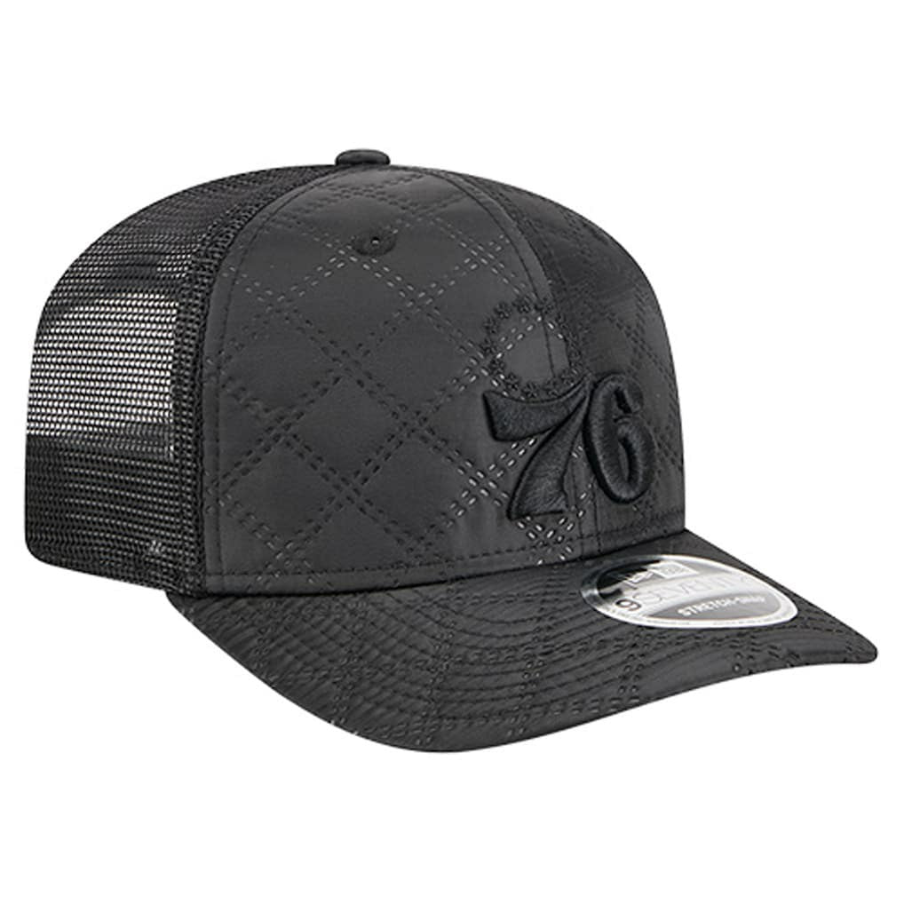 New Era Philadelphia 76ers Quilted 9SEVENTY Trucker Adjustable Hat Black