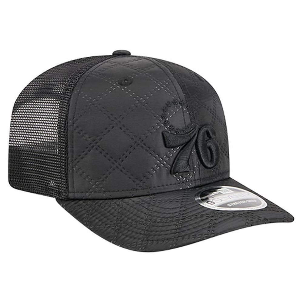 New Era Philadelphia 76ers Quilted 9SEVENTY Trucker Adjustable Hat Black