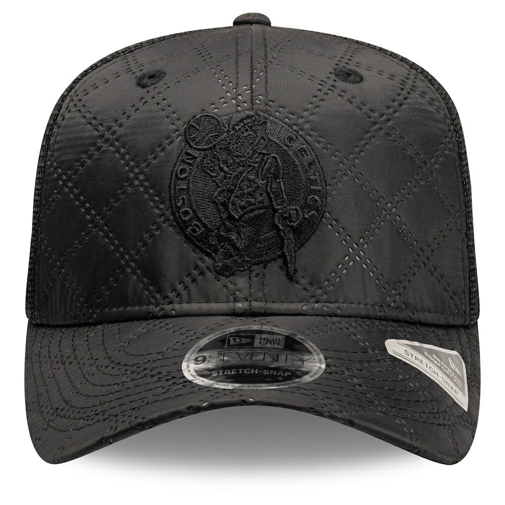 New Era Boston Celtics Quilted 9SEVENTY Trucker Adjustable Hat Black