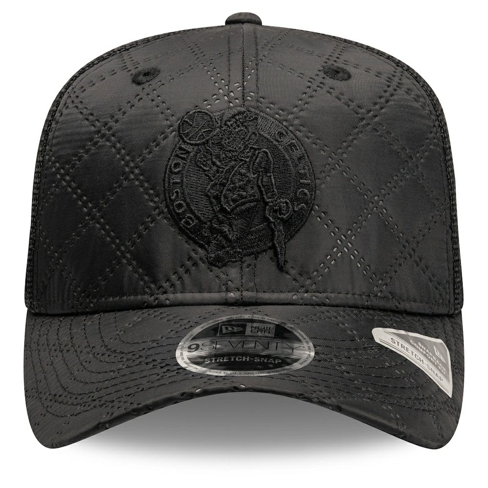 New Era Boston Celtics Quilted 9SEVENTY Trucker Adjustable Hat Black