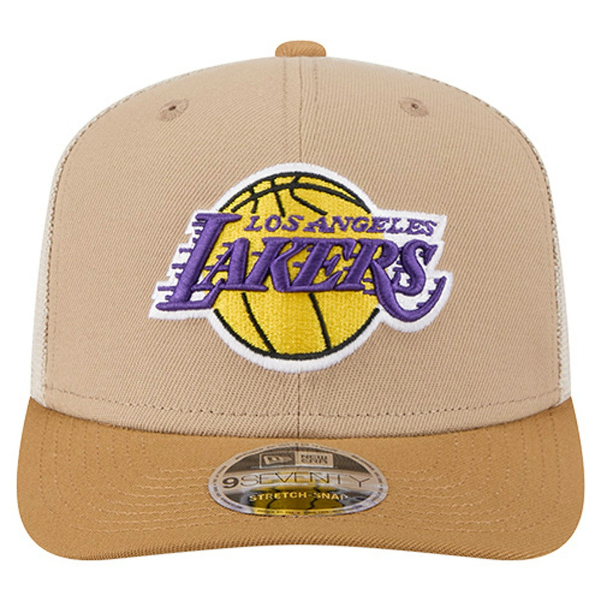 New Era Los Angeles Lakers Two-Tone 9SEVENTY Adjustable Trucker Hat Tan/Light Brown